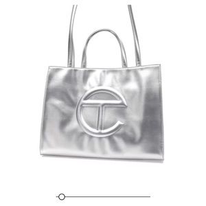 Telfar Medium Silver Shopping Bag